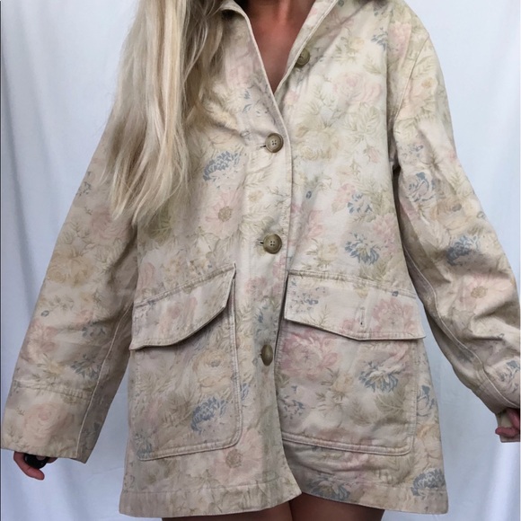 Eddie Bauer Jackets & Blazers - Eddie Bauer Neutral Tones Floral Cotton Jacket